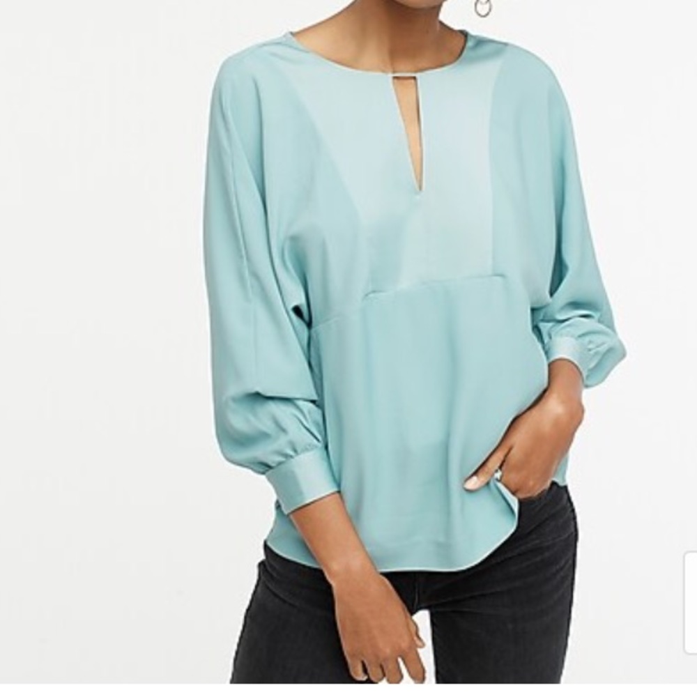J.Crew Satin Keyhole Neck Crepe Blouse